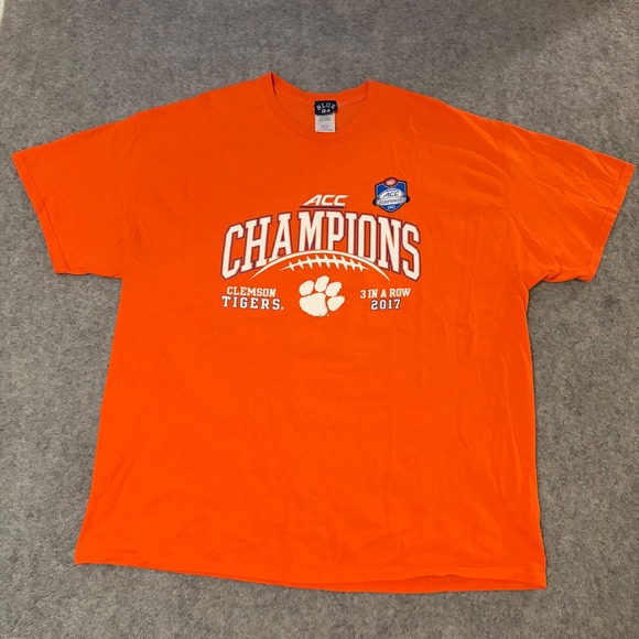 Blue 84 Other - Blue 84 Clemson Tigers Mens 2XL Orange ACC Champions 2017 3 In A Row T-Shirt